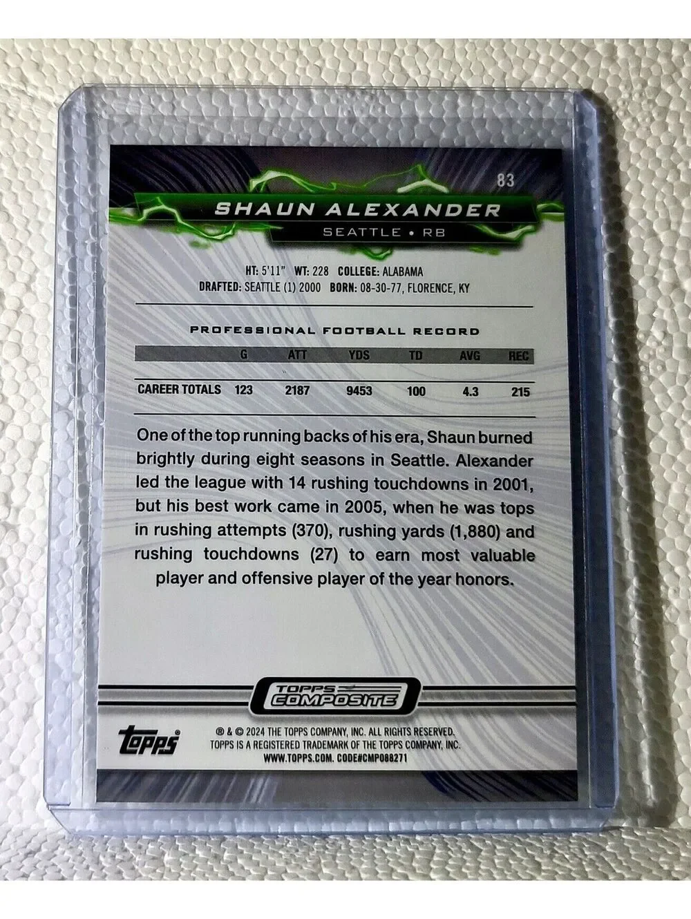 Shaun Alexander 2023 Topps Resurgence NFL #83 Football Card Seattle Seahawks